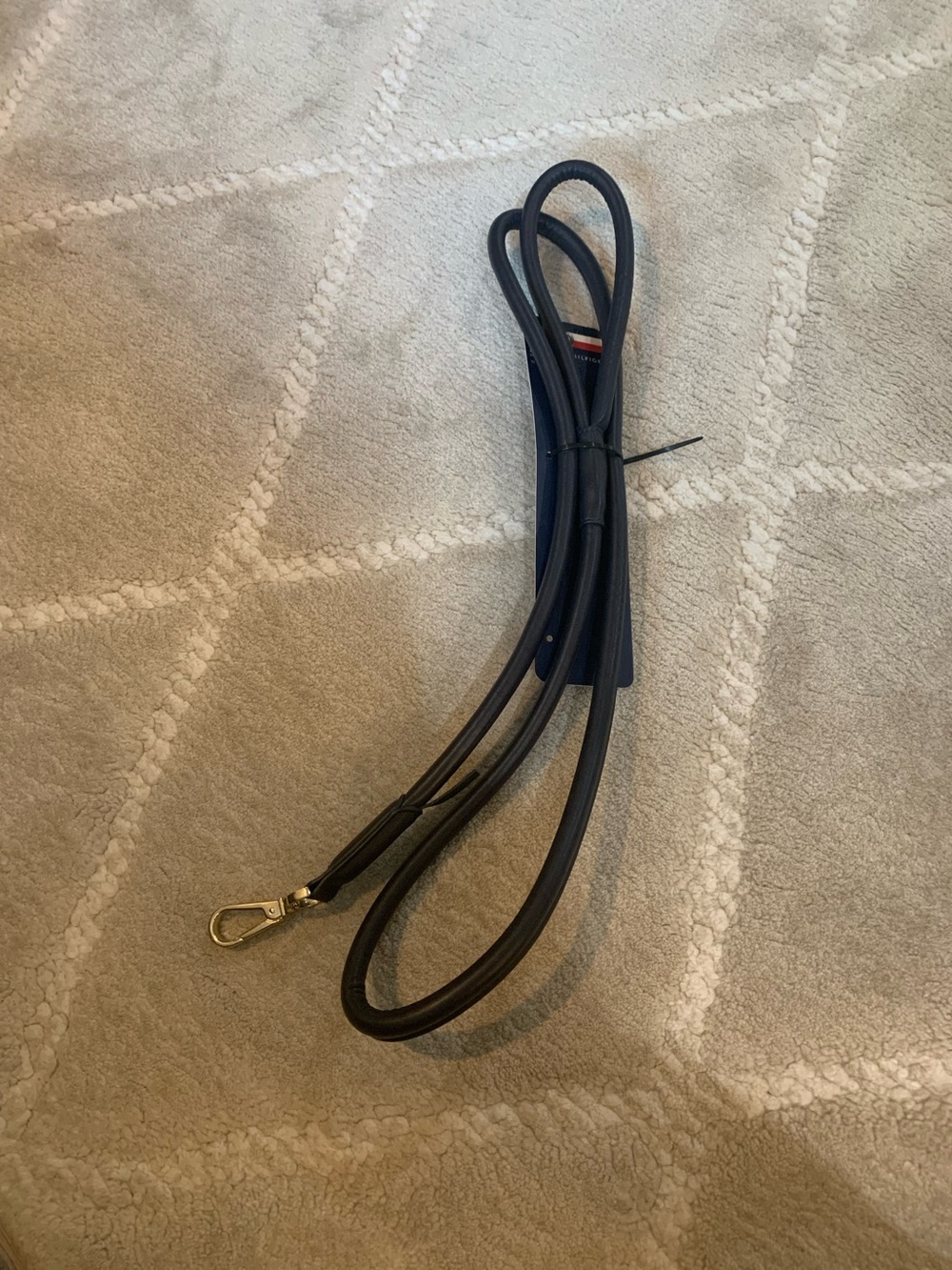 Tommy Hilfiger navy Leather Dog Leash with Gold Clip